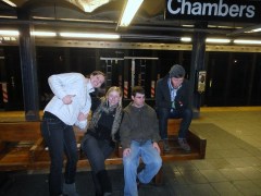 Me and my buds in NYC, waiting for a train. There was a lot of waiting for trains, and riding trains, while I lived there!